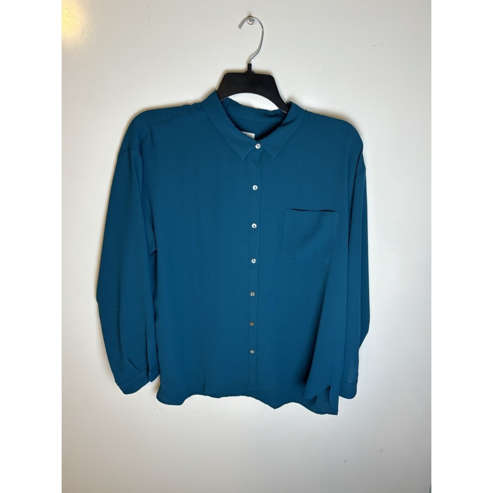 J. JILL Long Sleeve Button Up Shirt in Teal Size XL